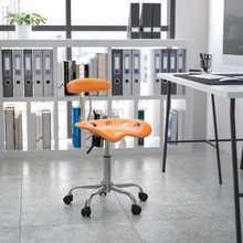 Vibrant Orange and Chrome Swivel Task Office Chair with Tractor Seat [FLF-LF-214-ORANGEYELLOW-GG]