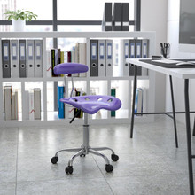 Vibrant Violet and Chrome Swivel Task Office Chair with Tractor Seat [FLF-LF-214-VIOLET-GG]