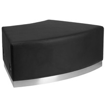 HERCULES Alon Series Black LeatherSoft Backless Convex Chair with Brushed Stainless Steel Base [FLF-ZB-803-SEAT-BK-GG]