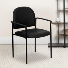 Comfort Black Vinyl Stackable Steel Side Reception Chair with Arms [FLF-BT-516-1-VINYL-GG]