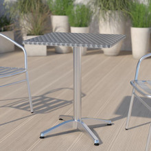 Mellie 23.5'' Square Aluminum Indoor-Outdoor Table with Base [FLF-TLH-053-1-GG]