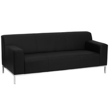 HERCULES Definity Series Contemporary Black LeatherSoft Sofa with Stainless Steel Frame [FLF-ZB-DEFINITY-8009-SOFA-BK-GG]