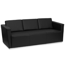 HERCULES Trinity Series Contemporary Black LeatherSoft Sofa with Stainless Steel Base [FLF-ZB-TRINITY-8094-SOFA-BK-GG]
