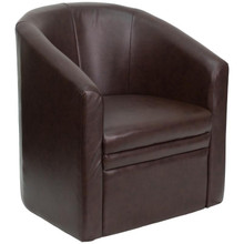 Brown LeatherSoft Barrel-Shaped Guest Chair [FLF-GO-S-03-BN-FULL-GG]