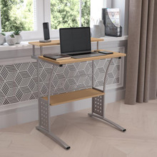 Clifton Maple Computer Desk with Top and Lower Storage Shelves [FLF-NAN-CLIFTON-MP-GG]