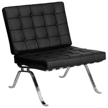 HERCULES Flash Series Black LeatherSoft Lounge Chair with Curved Legs [FLF-ZB-FLASH-801-CHAIR-BK-GG]