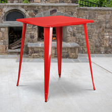 Commercial Grade 31.5" Square Red Metal Indoor-Outdoor Bar Height Table [FLF-CH-51040-40-RED-GG]