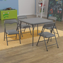 Kids Gray 5 Piece Folding Table and Chair Set [FLF-JB-9-KID-GY-GG]