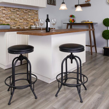 30'' Barstool with Swivel Lift Black LeatherSoft Seat [FLF-ET-BR542-230-GG]
