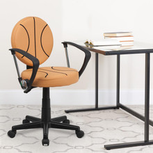 Basketball Swivel Task Office Chair with Arms [FLF-BT-6178-BASKET-A-GG]