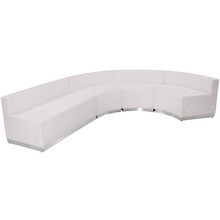 HERCULES Alon Series Melrose White LeatherSoft Reception Configuration, 4 Pieces [FLF-ZB-803-760-SET-WH-GG]