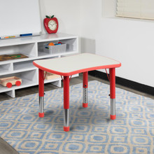 21.875''W x 26.625''L Rectangular Red Plastic Height Adjustable Activity Table with Grey Top [FLF-YU-YCY-098-RECT-TBL-RED-GG]