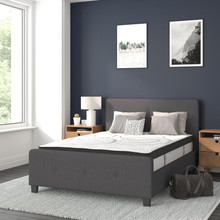 Tribeca Full Size Tufted Upholstered Platform Bed in Dark Gray Fabric with 10 Inch CertiPUR-US Certified Pocket Spring Mattress [FLF-HG-BM10-30-GG]