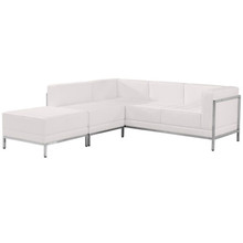 HERCULES Imagination Series Melrose White LeatherSoft Sectional Configuration, 3 Pieces [FLF-ZB-IMAG-SECT-SET9-WH-GG]
