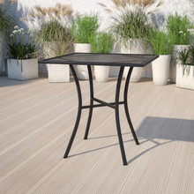 Oia Commercial Grade 28" Square Black Indoor-Outdoor Steel Patio Table [FLF-CO-5-BK-GG]