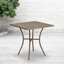 Oia Commercial Grade 28" Square Gold Indoor-Outdoor Steel Patio Table [FLF-CO-5-GD-GG]