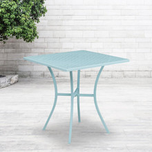 Oia Commercial Grade 28" Square Sky Blue Indoor-Outdoor Steel Patio Table [FLF-CO-5-SKY-GG]