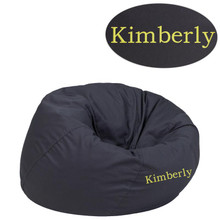 Personalized Small Solid Gray Bean Bag Chair for Kids and Teens [FLF-DG-BEAN-SMALL-SOLID-GY-TXTEMB-GG]