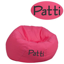 Personalized Small Solid Hot Pink Bean Bag Chair for Kids and Teens [FLF-DG-BEAN-SMALL-SOLID-HTPK-TXTEMB-GG]