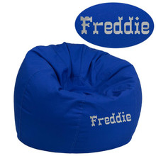 Personalized Small Solid Royal Blue Bean Bag Chair for Kids and Teens [FLF-DG-BEAN-SMALL-SOLID-ROYBL-TXTEMB-GG]
