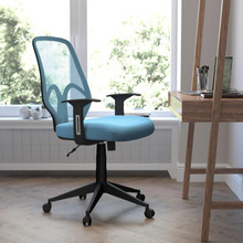 Salerno Series High Back Light Blue Mesh Office Chair with Arms [FLF-GO-WY-193A-A-LTBL-GG]