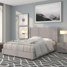 Riverdale Queen Size Tufted Upholstered Platform Bed in Light Gray Fabric [FLF-HG-43-GG]