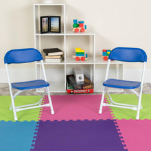 2 Pack Kids Blue Plastic Folding Chair [FLF-2-Y-KID-BL-GG]