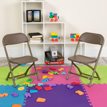 2 Pk. Kids Brown Plastic Folding Chair [FLF-2-Y-KID-BN-GG]
