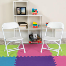 2 Pack Kids White Plastic Folding Chair [FLF-2-Y-KID-WH-GG]