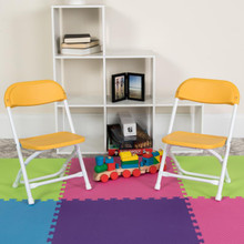 2 Pk. Kids Yellow Plastic Folding Chair [FLF-2-Y-KID-YL-GG]