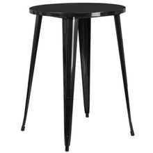 Commercial Grade 30" Round Black Metal Indoor-Outdoor Bar Height Table [FLF-CH-51090-40-BK-GG]