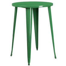 Commercial Grade 30" Round Green Metal Indoor-Outdoor Bar Height Table [FLF-CH-51090-40-GN-GG]