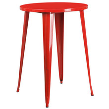 Commercial Grade 30" Round Red Metal Indoor-Outdoor Bar Height Table [FLF-CH-51090-40-RED-GG]
