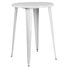 Commercial Grade 30" Round White Metal Indoor-Outdoor Bar Height Table [FLF-CH-51090-40-WH-GG]