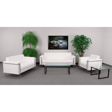 HERCULES Lesley Series Reception Set in Melrose White LeatherSoft [FLF-ZB-LESLEY-8090-SET-WH-GG]