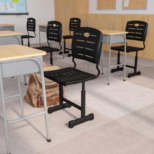 Adjustable Height Black Student Chair with Black Pedestal Frame [FLF-YU-YCX-09010-GG]