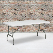 6-Foot Bi-Fold Granite White Plastic Folding Table [FLF-RB-3072FH-GG]