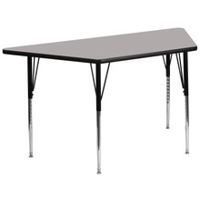 Wren 29''W x 57''L Trapezoid Grey HP Laminate Activity Table - Standard Height Adjustable Legs [FLF-XU-A2960-TRAP-GY-H-A-GG]
