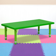 24''W x 48''L Rectangular Green Plastic Height Adjustable Activity Table [FLF-YU-YCX-001-2-RECT-TBL-GREEN-GG]