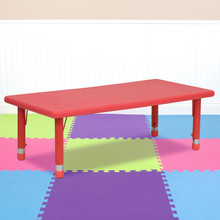 24''W x 48''L Rectangular Red Plastic Height Adjustable Activity Table [FLF-YU-YCX-001-2-RECT-TBL-RED-GG]