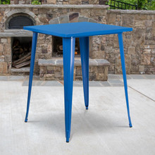 Commercial Grade 31.5" Square Blue Metal Indoor-Outdoor Bar Height Table [FLF-CH-51040-40-BL-GG]