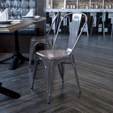 Clear Coated Metal Indoor Stackable Chair [FLF-XU-DG-TP001-GG]
