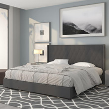 Riverdale King Size Tufted Upholstered Platform Bed in Dark Gray Fabric [FLF-HG-48-GG]