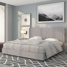 Riverdale King Size Tufted Upholstered Platform Bed in Light Gray Fabric [FLF-HG-44-GG]