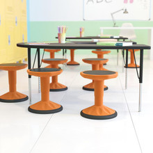 Carter Adjustable Height Kids Flexible Active Stool for Classroom and Home with Non-Skid Bottom in Orange, 14" - 18" Seat Height [FLF-AY-9001S-OR-GG]