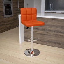 Contemporary Orange Quilted Vinyl Adjustable Height Barstool with Chrome Base [FLF-DS-810-MOD-ORG-GG]