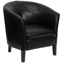 Black LeatherSoft Barrel Shaped Guest Chair [FLF-GO-S-11-BK-BARREL-GG]