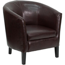 Brown LeatherSoft Barrel Shaped Guest Chair [FLF-GO-S-11-BN-BARREL-GG]