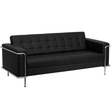 HERCULES Lesley Series Contemporary Black LeatherSoft Sofa with Encasing Frame [FLF-ZB-LESLEY-8090-SOFA-BK-GG]