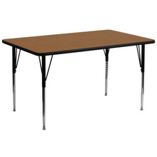 Wren 30''W x 72''L Rectangular Oak Thermal Laminate Activity Table - Standard Height Adjustable Legs [FLF-XU-A3072-REC-OAK-T-A-GG]